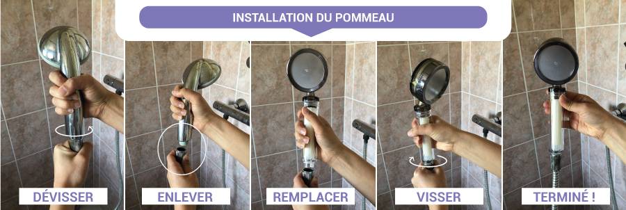 Installation du pommeau de douche Biotège